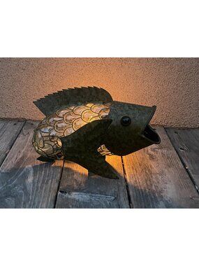Fish Metal Hand Blown Bubble Glass Candle  Holder Hooks For Hanging As Light
